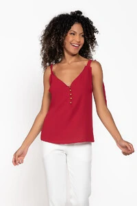 Blusa com alca amarracao e botoes