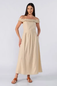 Vestido midi ombro a ombro