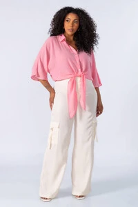 Camisa em viscose de amarracao
