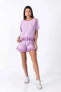 Conjunto viscose com babado em laise