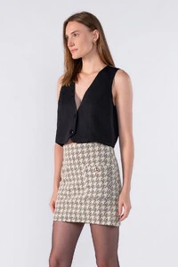 Mini saia tweed pied poule