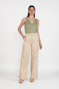 Calca pantalona alfaiataria lisa