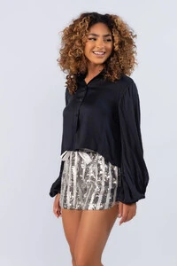 Camisa cropped em viscose com elastico