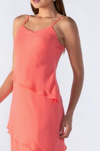 Vestido longo de alca com babados