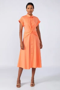 Vestido midi algodao detalhe na cintura