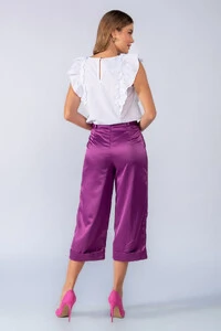 Calca pantacour acetinada barra italiana