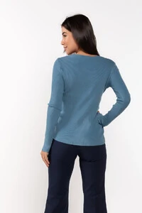Sueter em viscose com botao e cordao