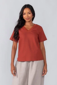 Blusa linho decote em v