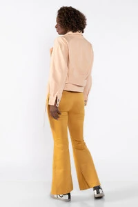Calca flare suede com elastico na cintura
