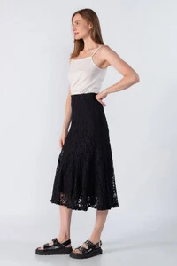 Saia midi renda com ziper