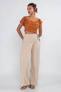 Cropped laise e malha ombro a ombro