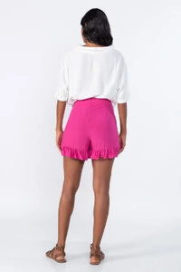 Shorts saia com babados e ziper