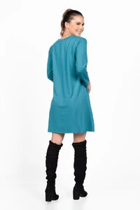 Vestido malha com bolsos manga 3/4