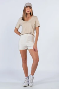 Shorts liso cintura alta