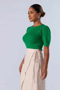 Blusa em viscose manga princesa