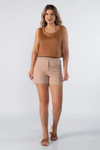 Blusa curta regata suede