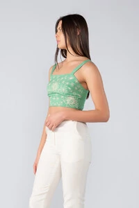 Cropped flor viscolinho ziper costas