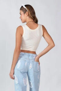 Cropped canelado regata