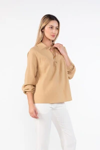 Blusa em algodao manga longa