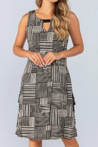 Vestido em viscose listrado
