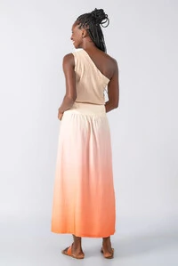 Saia midi com bolsos linho degrade