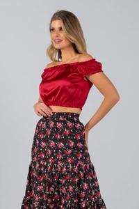 Blusa cropped cetim ciganinha