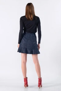 Saia tweed com paete e babado