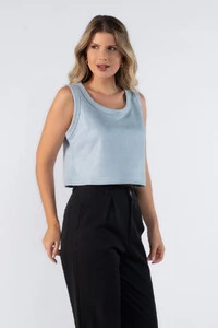 Blusa curta regata suede