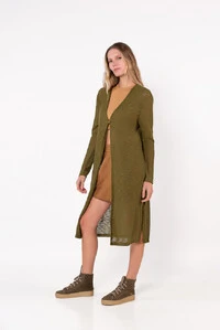 Cardigan longo tricot mesclado