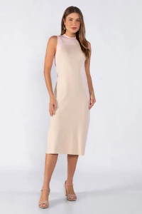 Vestido midi bicolor