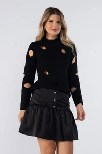 Blusa tricot vazada