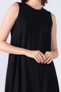 Vestido midi em viscose barra bicolor