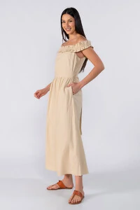 Vestido midi ombro a ombro