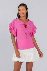 Blusa crepe detalhe em babados