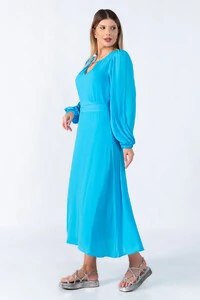 Vestido midi manga longa balone
