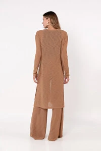 Cardigan longo tricot mesclado