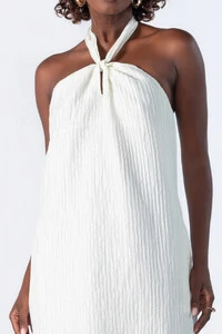 Vestido longo texturizado em liocel