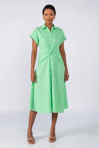 Vestido midi algodao detalhe na cintura