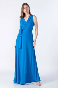 Vestido longo decote transpassado