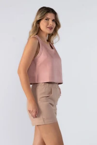 Blusa curta regata suede