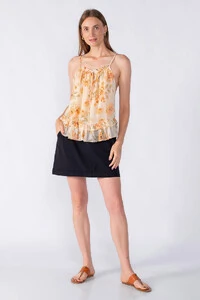 Blusa leve chiffon alça fina