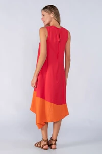 Vestido midi bicolor trapezio
