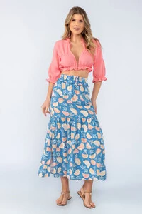 Blusa cropped amarracao frente e babado