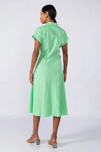Vestido midi algodao detalhe na cintura