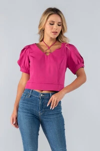 Blusa detalhe manga princesa