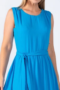 Vestido longo crepe detalhe ombro