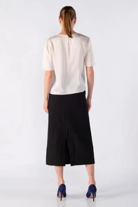 Blusa bata em crepe actinado meia manga