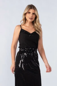 Blusa alca detalhe em paete