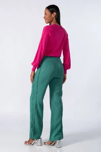Calca pantalona poliester com lista