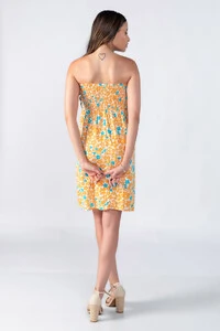 Vestido estampado tomara que caia